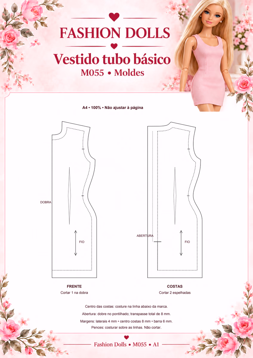 M055 — Vestido tubo básico: molde A4