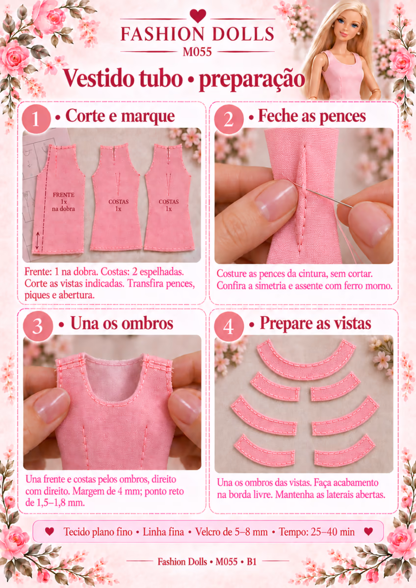 M055 — Vestido tubo básico: preparação